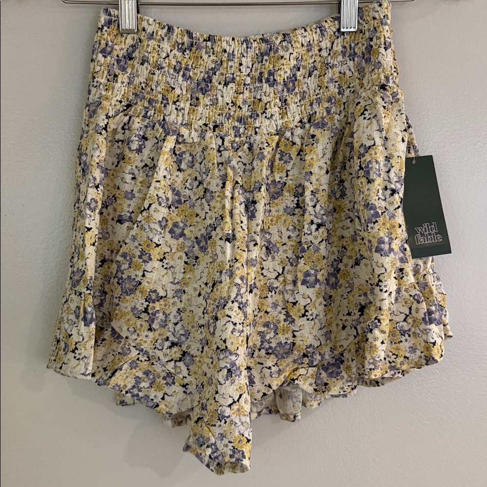 wild fable Yellow and Lavender Floral Flowy Shorts